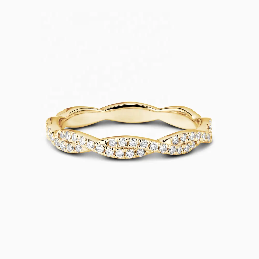 High Quality Jewelry 925 Sterling Silver 18K Gold Twisted Eternity Ring With Zircon Pave