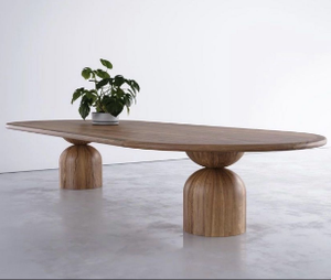 Juego de Comedor de Madera Maciza con Pata de Pedestal Diseño Redondo Moderno para 8 Personas para Bar en Casa o Sala de Estar - Product Image 2