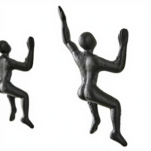 <b>Wall</b> Hook Sportsman Athlete Sculpture Cast Iron <b>Wall</b> Mount Hook Face Pattern Clothing Use Black Finish Decorative - Product Image 3