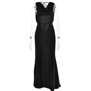 Robe de soirée longue style européen et américain, dos nu, sans manches, taille naturelle - Product Image 5