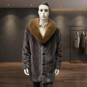 Manteau d'hiver pour homme 2023 en fourrure de renard véritable et laine, imperméable, surdimensionné, long, de luxe - Product Image 2