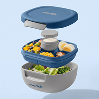 Boîte à lunch réutilisable pour la préparation des repas avec 4 compartiments et un récipient pour la sauce, design anti-fuite sans BPA