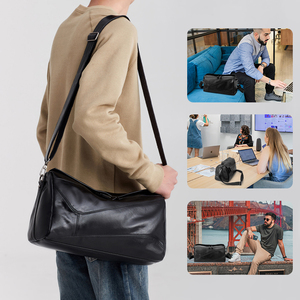Bolsa Personalizável Unissex de Couro Genuíno Impermeável com Fecho de Zíper Estilo Motoqueiro de <span class=keywords><strong>14</strong></span> Polegadas para Viagens Diárias, Esportes e Fitness - Product Image 4