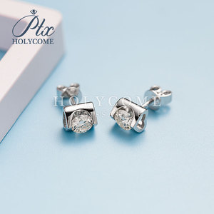 ต่างหูเพชรโมอิสชุบทอง S925 5มม. ลายแองเจิลจูบดีไซน์แบบ VVS - Product Image 2