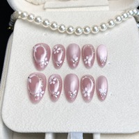 Vente en gros pour la Saint-Valentin : Faux ongles carrés rouges faits main, couvrants, motif artistique, 10 pièces pour doigts