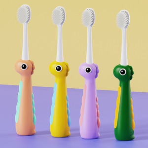 Haoniu Brosse à dents pour enfants, thème dinosaure, poils doux, petite tête, brosse à dents manuelle pour enfants de 3 à 6 à 12 ans - Product Image 1