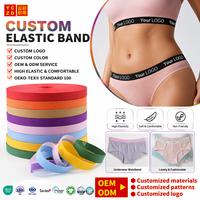 Bande élastique OEM en gros, couleur unie, 25 mm, avec logo personnalisé, en jacquard, en polyester, pour lingerie, soutien-gorge de sport et vêtements