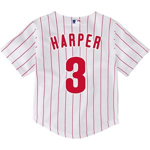 Maillot de joueur blanc des Phillies de Philadelphie Bryce Harper pour bébé de 12 à 24 mois, col en V, vêtements de baseball respirants - Product Image 3