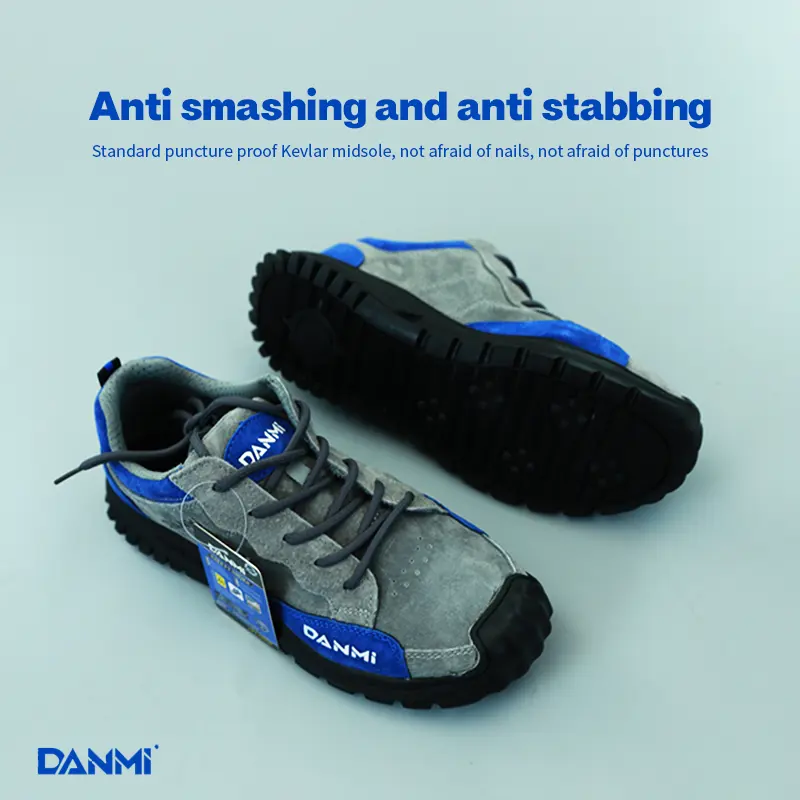 DANMI Kevlar semelle intérieure chaussures de sécurité imperméable à l'eau et résistant à l'usure tête en acier anti-impact confortable vache cuir fendu