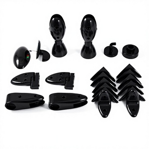 Ensemble d'accessoires pour cloison de toilettes en nylon noir, complet avec quincaillerie de toilettes, charnières et pieds de support - Product Image 1