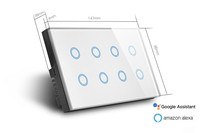 Compatible avec Alexa, norme US UK, Tuya, interrupteur intelligent Wifi Smart Life, interrupteur mural tactile marche/arrêt à 8 groupes, interrupteur d'alimentation Wifi OEM