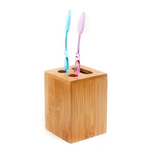 New Arrival Unique Portable Cute Fancy Bathroom Accessory 3 Hole Stand Bamboo Toothbrush Holder