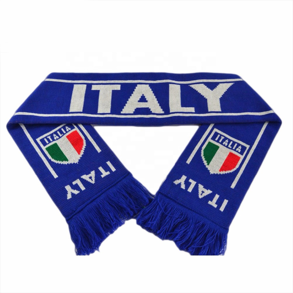 BSCI Promotional Acyclic Knitted Jacquard Fan Scarf Football Scarves Custom Logo Printed Sports Fans Scarf