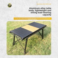 Nouvelle table pliante multifonctionnelle IGT en alliage d'aluminium à grain de bois, portable pour le camping, le pique-nique et le barbecue en extérieur - Durable