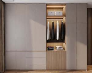 Armario personalizado de fábrica, juego de muebles de dormitorio, armario colgante de madera para el hogar del Hotel a la venta - Product Image 6