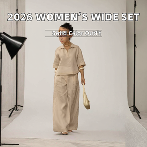 Women's <b>2</b> <b>Piece</b> Nonwoven <b>Set</b> Loose Fit Solid Color V-neck Top Wide Leg Pants Casual Spring Summer Outfit - Product Image 2