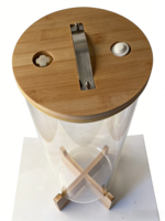 Pot en verre borosilicate personnalisé avec logo, couvercle hermétique en bambou et support en bois, ruban adhésif pour jus et boissons gazeuses – Vente en gros