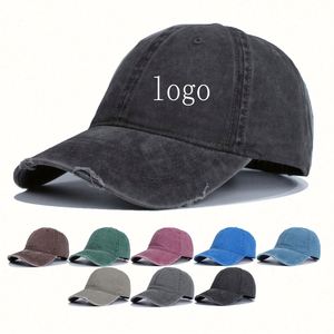 Wholesale Custom Logo Vintage Cotton Unstructured Dad Hats Solid Color Distressed Washed Baseball Caps Sporty Image Breathable - Product Image 1