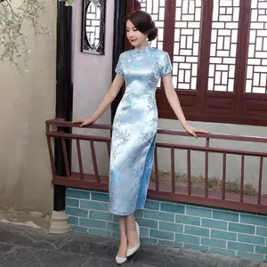 중국어 Qipao 패션 웨딩 게스트 플러스 크기 긴 cheongsam 드레스 파티 드레스