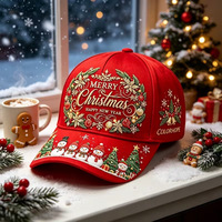 Gorra de Béisbol Navideña con Estampado Digital 3D, Unisex, 100% Poliéster, Ajustable, Tipo Snapback
