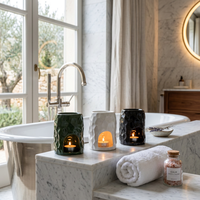 Brûleur d'encens en céramique, diffuseur d'huiles essentielles, chauffe-cire parfumée pour bougies chauffe-plat, aromathérapie