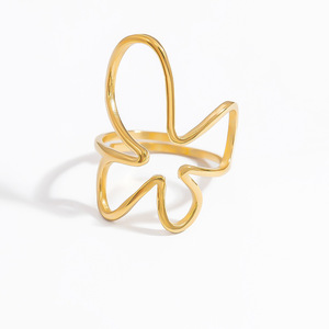 Anillos de Moda Chapados en Oro con Diseño de Lazo de Flor Ajustables para Mujer, Joyería de Regalo - Product Image 5