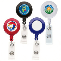 Porte-badge rétractable en plastique avec logo imprimé par sublimation et cordon pour carte d'identité