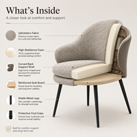 Chaise de salle à manger de luxe moderne, fauteuil rembourré en tissu, mobilier de restaurant et d'hôtel, chaise d'appoint avec pieds en métal