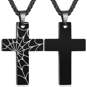 Europa Estados Unidos pequeña tela de araña de acero inoxidable Cruz gótica colgante collar nueva personalidad fresca moda Punk eterna
