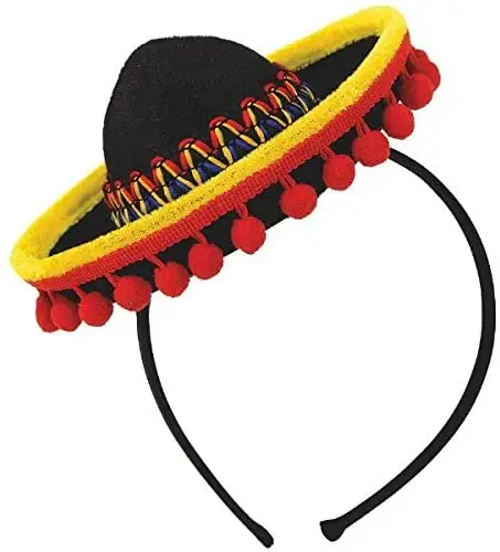 Mini Sombrero decorativo con diseño de Mariachi, Sombrero decorativo con diseño de Mariachi, Sombrero de Fiesta