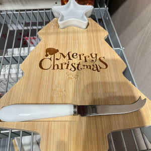 Cá nhân quà tặng giáng sinh tùy chỉnh <span class=keywords><strong>Mini</strong></span> trống tre thớt charcuterie pho mát khay đang chặt khối cho khắc laser - Product Image 4