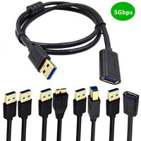 Kabel Data USB3.0 dengan Konektor Berlapis Emas untuk Transmisi Data Jalur AM-BM/AM-MICRO B/AM-AM/AM-AF