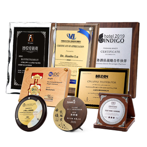 Plaque de certificat de récompense en cristal sablé en bois écologique personnalisée avec logo personnalisé - Product Image 1