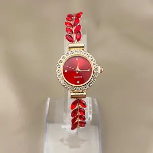 A high-end and minimalist square Chinese antique alloy bracelet for women's quartz stone watch