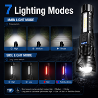 Senter LED Zoom Teleskopik Isi Ulang USB C 7 Mode Lampu Kerja COB Samping Tampilan Daya untuk Berkemah Mendaki Perbaikan Darurat