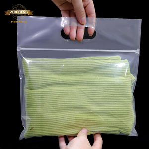 Recyclable Single Layer Portable Custom Logo Print Transparent Package Shipping Die Cut Plastic Tote Carry Shopping Bag