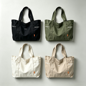 <b>Canvas</b> Tote <b>Bag</b> With Top Zipper and Inner Pocket Eco Friendly Custom Logo <b>Large</b> Capacity Reusable Shopping Shoulder <b>Bag</b> - Product Image 3