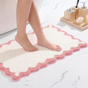 Luxuriöse, gewellte, rosa Polyester-Badematten, rutschfest, waschbar, schnelltrocknend, saugfähig, weich, Plüsch, Mikrofaser, <span class=keywords><strong>Hotel</strong></span>, Haustier - Product Image 1