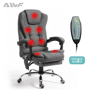 Chaise de bureau de luxe pivotante en cuir, fauteuil massant pour ordinateur, souple et confortable, avec repose-pieds