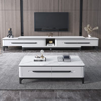 Table basse et meuble TV combinés en bois massif, modernes, simples et durables, extensibles, pour salon, adaptés aux petits téléviseurs