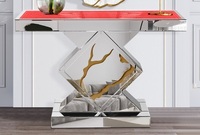 Table console miroir éclairée de luxe, nouvelle, avec des lumières scintillantes, dorée, décorative, LED, pour le couloir, la maison, l'hôtel