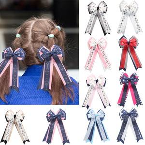 Zoete Stijl Paardensport Strik Haarclip Stof En Acetaat Haarspelden Voor Meisjes En Kinderen Voor Feest En Rijden Linten - Product Image 1