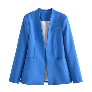 Abrigo de línea nueva de primavera para mujer, Color sólido, temperamento a la moda, traje informal sin botones, abrigo, Blazers de bolsillo para mujer - Product Image 5