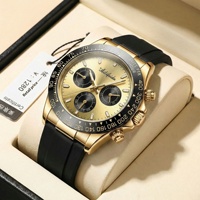 Montre à quartz pour homme Aili Feida 066, cadran argenté, verre minéral, bracelet en silicone, boîtier en acrylique, résistance à l'eau 30M, lumineuse