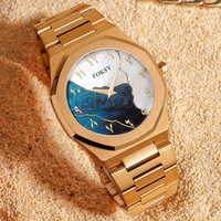 Montre Quartz pour Hommes de Luxe Personnalisée en Acier Inoxydable, OEM ODM, avec Logo Personnalisé, Cadran Arabe Vert, Or Islamique, Ronde, à Dubaï