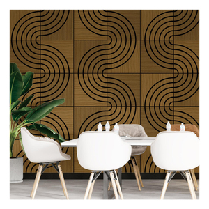 Pannello di parete acustica in poliestere 600 * onda 600 per decorazione interna impiallacciatura in legno di quercia naturale <span class=keywords><strong>Bubos</strong></span> Cimena Hall fonoassorbente - Product Image 1