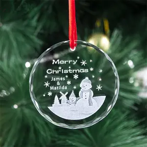 קישוט חג המולד ריק קריסטל קישוט זכוכית עגולה K9 קריסטל ריק תלוי קישוטי זכוכית קריסטל