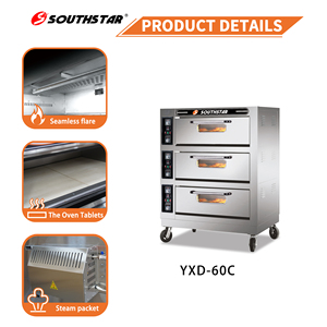 Four <span class=keywords><strong>à</strong></span> sole électrique Southstar 380V <span class=keywords><strong>à</strong></span> 3 niveaux avec vapeur et <span class=keywords><strong>pierre</strong></span> <span class=keywords><strong>réfractaire</strong></span> pour la cuisson de pizzas, maïs et fruits - Prix compétitif - Product Image 3
