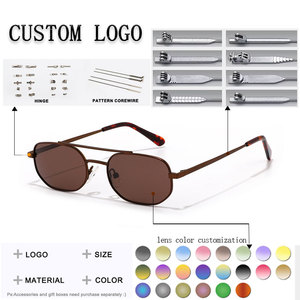 Pilot Sunglasses Rectangle Full Rim Gold Frame Green Lens UV400 Protection Unisex Adult - Product Image 2