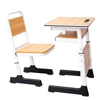 Ensemble de bureau et chaise d'école réglables, table d'étude en bois avec étagères de rangement, mobilier de classe robuste, directement de l'usine
